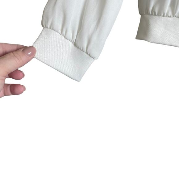 Y2K Zara Women Bomber Jacket XS White Retro Streetwear Satiny Fairycore Academia - Picture 9 of 13